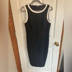 Women’s J.Crew black sheath dress with white piping
